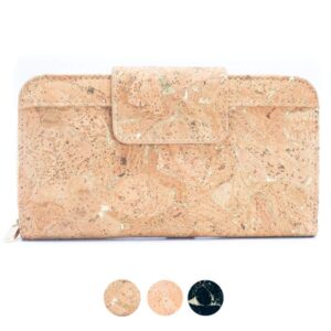 Langes Damen-Portemonnaie Goldie aus Naturkork mit feinem Goldschimmer